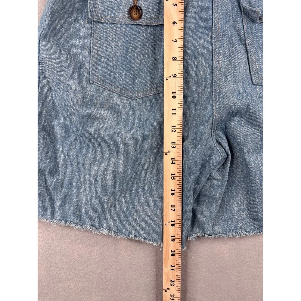 FRNCH Paris Womens High Waisted Raw Hem Denim Shorts Blue Size M F11994